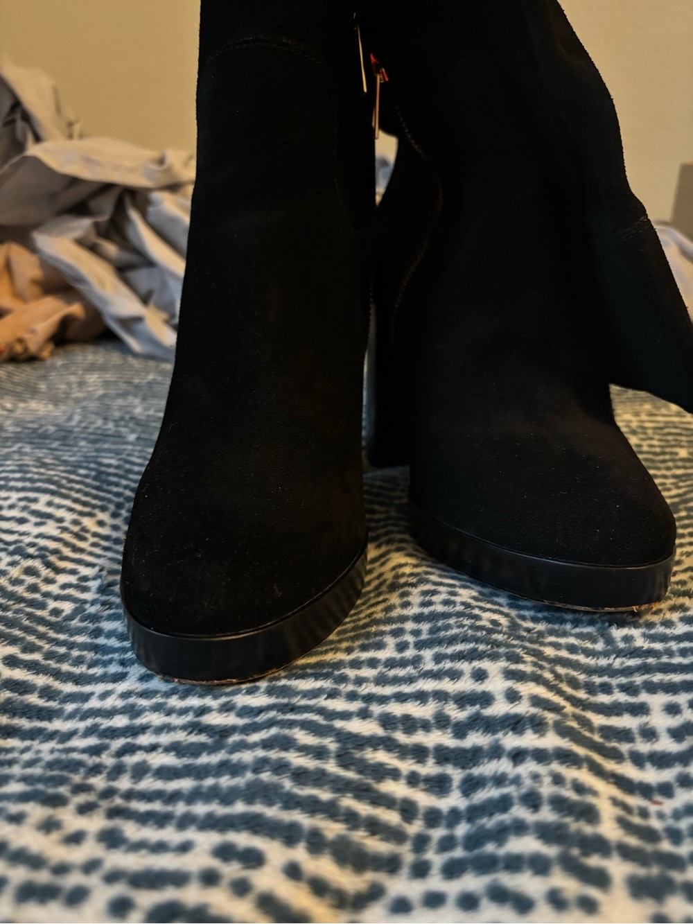 Michael Kors Black Suede Platform Ankle Boots